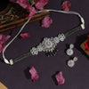 Gray Color Choker Premium American Diamond Necklace Set (PCZN618GRY)