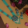Rama Green Color Premium Black Metal Monalisa & AD Stone Brass Necklace Set (PCZN619RGRN)
