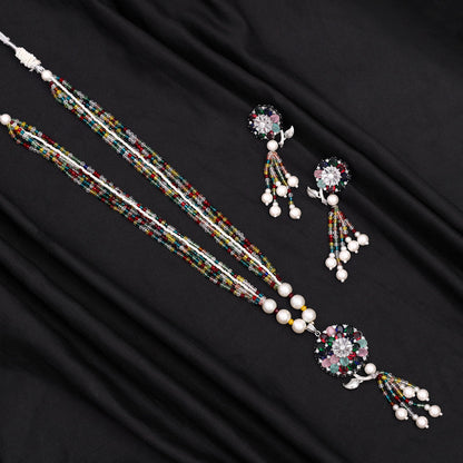 Multi Color American Diamond Necklace Set (CZN890MLT)