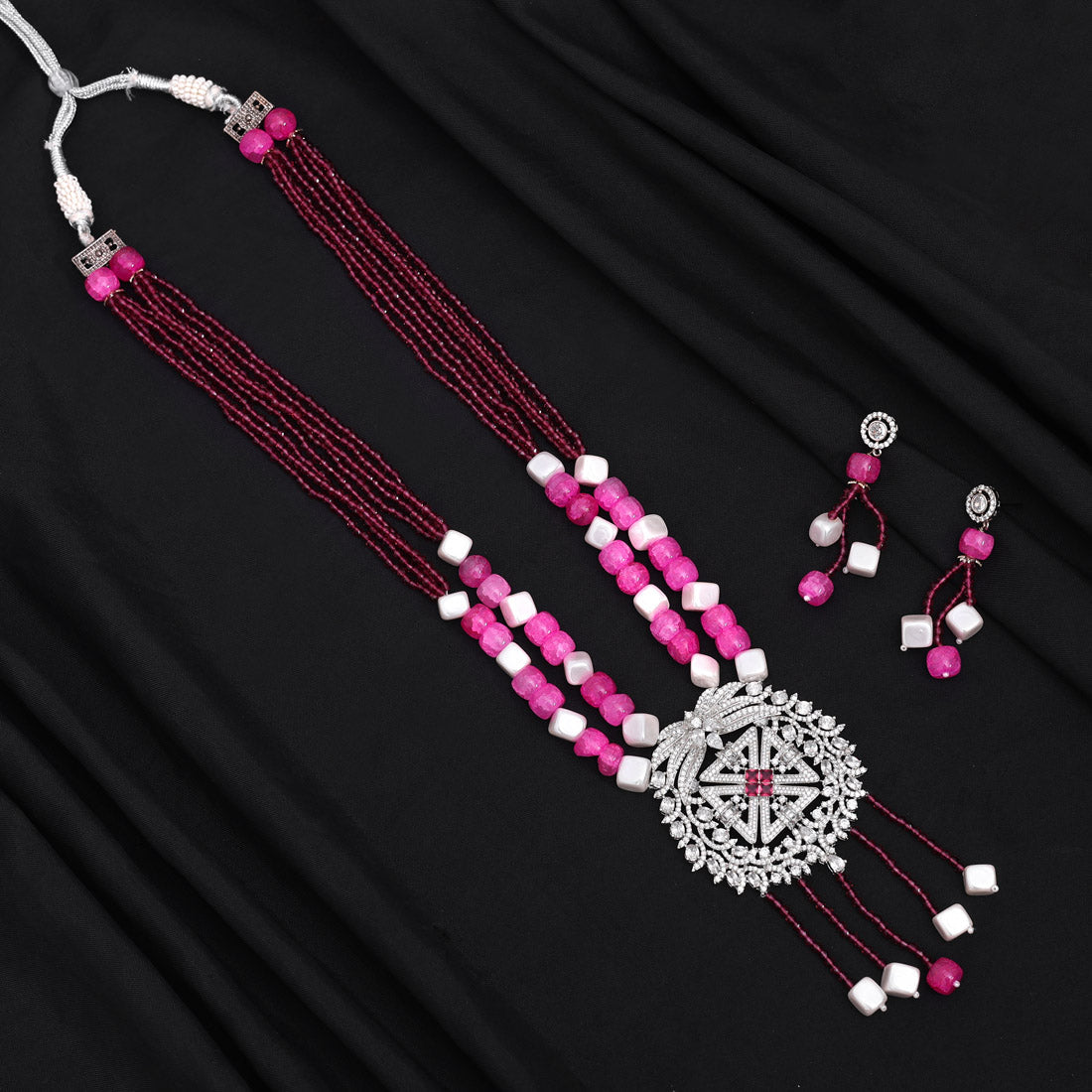 Rani Color American Diamond Necklace Set (CZN892RNI)