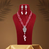 Magenta Color American Diamond Necklace Set (CZN893MNT)