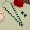 Dark Green Color American Diamond Necklace Set (CZN899DGRN)