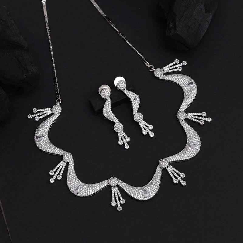 Silver Color American Diamond Necklace Set (CZN901SLV)