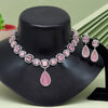 Pink Color American Diamond Necklace Set (CZN903PNK)