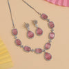 Pink Color American Diamond Necklace Set (CZN907PNK)