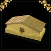 Gold Color Designer Cash/Shagun Box (Red Velvet With Gold Acrylic Design) For Wedding, Engagement, Gift Money Box (ENV104GLD)