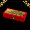 Red & Gold Color Designer Cash/Shagun Box (Red Velvet With Gold Acrylic Design) For Wedding, Engagement, Gift Money Box (ENV105REDGLD)