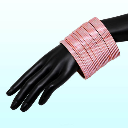 Pink Color 4 Set Of Fashion Bangles Combo Size(2 Set Of 2.6, 2 Set Of 2.8) FB199CMB