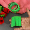 Parrot Green Color 4 Set Of Velvet Fashion Bangles Combo Size(2 Set Of 2.6, 2 Set Of 2.8) -FB210CMB
