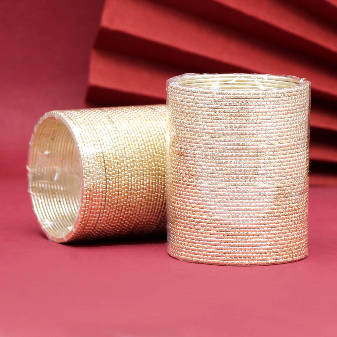Gold Color 2 Set Of Fashion Bangles Combo Size: 2.6, 2.8 (FB248CMB)