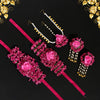 Rani Color Half Bridal Rose Floral Jewellery (Hathphool & Matha Patti And Earrings) (FRJ101RNI)