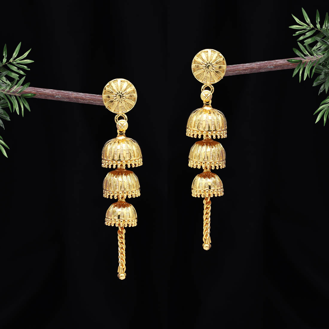Gold Color Gold Plated Antique Earrings (GPE128GLD)