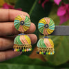 Multi Color Mint Meena Oxidised Earrings (GSE2298MLT)