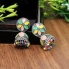 Multi Color Oxidised Mint Meena Earrings (GSE2299MLT)