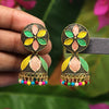 Multi Color Oxidised Mint Meena Earrings (GSE2302MLT)