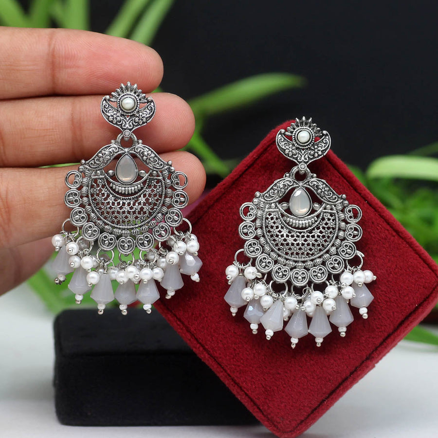 Buy MONKDECOR Beautiful Design Party Wear Earrings For Girls & Women (6  Stone Meena-Grey) Online at Best Prices in India - JioMart.