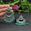Green Color Glass Stone Oxidised Earrings (GSE2364GRN)
