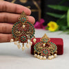 Maroon & Green Color Colorful Kundan Antique Earrings (GSE2384MG)
