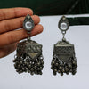 Silver Color Glass Stone Oxidised Big Jhumka Earrings (GSE2428SLV)
