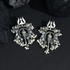 Silver Color Glass Stone Oxidised Earrings (GSE2429SLV)