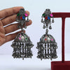 Multi Color Meena Work Oxidised Big Jhumka Earrings (GSE2455MLT)