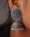 Oxidised Silver Plated Handmade Jhumka Brass Earrings (GSE247SLV)