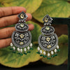 Green Color Stone Oxidised Dual Tone Earrings (GSE2570GRN)