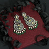 Green Color Stone Oxidised Dual Tone Earrings (GSE2570GRN)