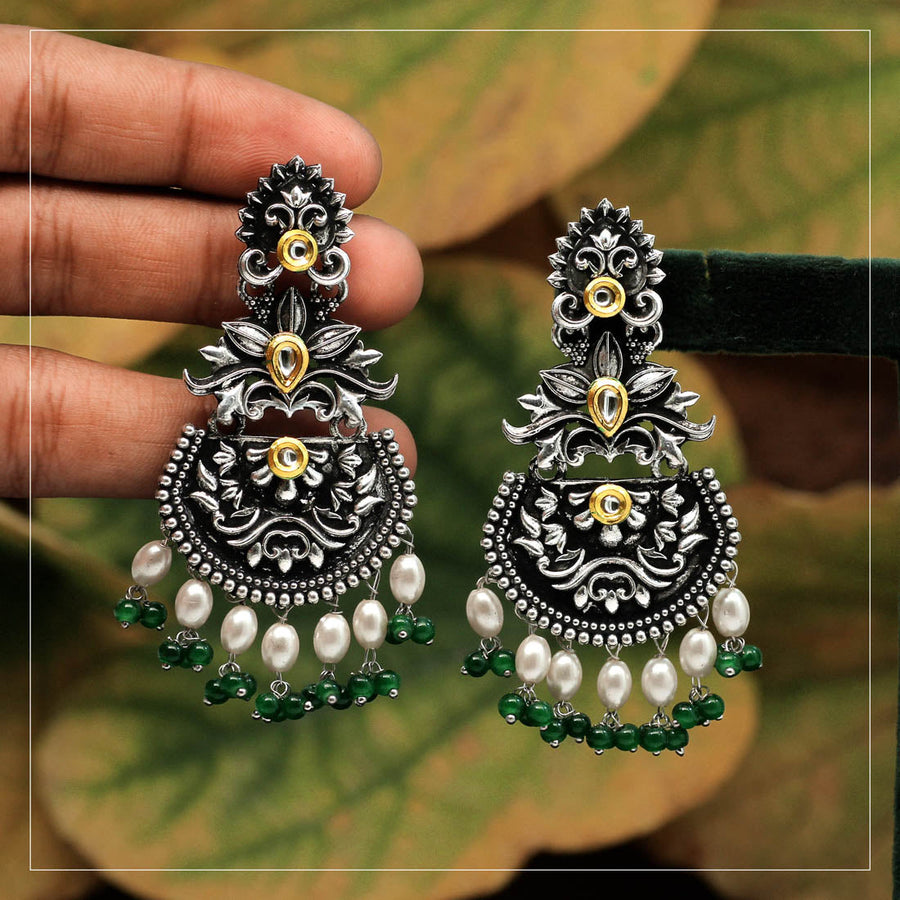 Buy online Peacock White Beads Style Dual Tone Brass Earrings from fashion  jewellery for Women by Studio B40 for ₹1080 at 10% off | 2024 Limeroad.com