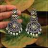 Green Color Stone Oxidised Dual Tone Earrings (GSE2573GRN)