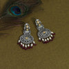 Maroon Color Stone Oxidised Dual Tone Earrings (GSE2573MRN)