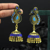 Blue Color Meena Work Peacock Inspired Oxidised Earrings (GSE2576BLU)