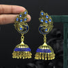 Blue Color Meena Work Peacock Inspired Oxidised Earrings (GSE2577BLU)