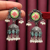 Pista Green Color Meena Work Premium Oxidised Earrings (PGSE2597PGRN)