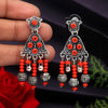 Red Color Oxidised Earrings (GSE2635RED)