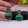 Green Color Oxidised Earrings (GSE2638GRN)