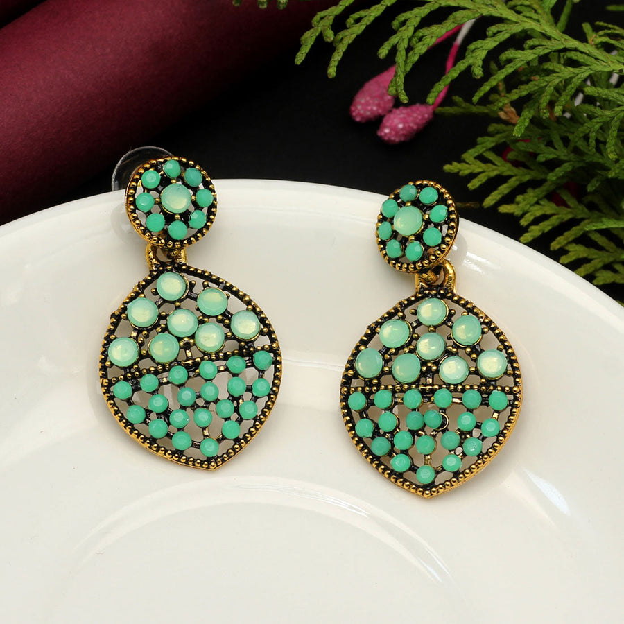 Peacock Green Earrings - Buy Peacock Green Earrings online in India