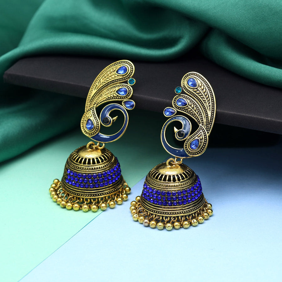 Blue Vintage Afghani Earrings Big
