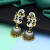 Pista Green Color Peacock Inspired Oxidised Earrings (GSE2789PGRN)