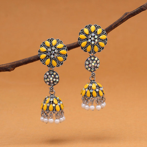 Silver/Black Round Oxidised Jhumka Earrings at Rs 120/pair in New Delhi |  ID: 25551860262