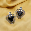 Black Color Monalisa Stone Oxidised Earrings (GSE2829BLK)