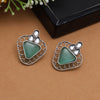 Pista Green Color Monalisa Stone Oxidised Earrings (GSE2829PGRN)