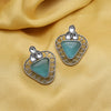Sky Blue Color Monalisa Stone Oxidised Earrings (GSE2829SBLU)