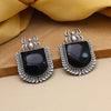 Black Color Monalisa Stone Oxidised Earrings (GSE2830BLK)