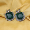 Green Color Monalisa Stone Oxidised Earrings (GSE2830GRN)