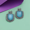 Sky Blue Color Monalisa Stone Oxidised Earrings (GSE2830SBLU)