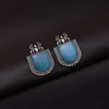 Sky Blue Color Monalisa Stone Oxidised Earrings (GSE2830SBLU)