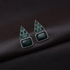 Green Color Monalisa Stone Oxidised Earrings (GSE2831GRN)