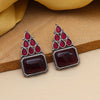 Maroon Color Monalisa Stone Oxidised Earrings (GSE2831MRN)