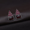 Maroon Color Monalisa Stone Oxidised Earrings (GSE2831MRN)
